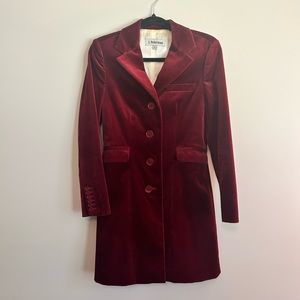 J. Peterman Burgundy Red Velvet Coat